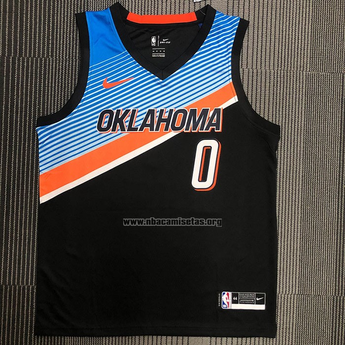 Camiseta Oklahoma City Thunder Russell Westbrook NO 0 Ciudad 2020-21 Negro